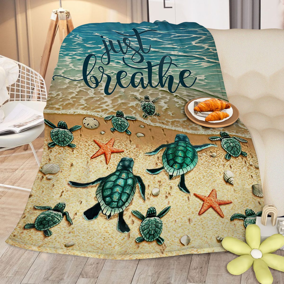 Tropical Baby Sea Turtle Flannel Fleece Blanket 3D Ocean Waves Flannel Soft Plush Throw Blanket Cozy Blankets For Bed Chair Car Sofa Couch Bedroom 75x100cm Temu Can Only Be Self-picked Up – Default