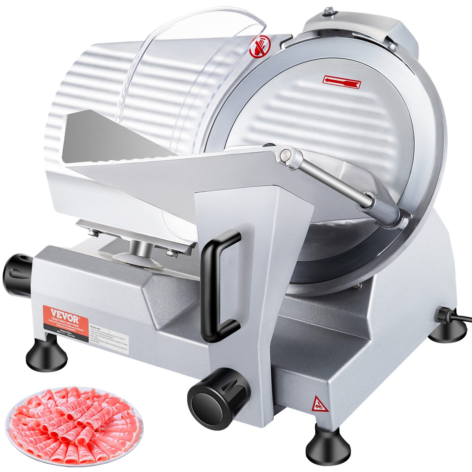VEVOR 240W Commercial Meat Slicer, Electric Deli Food Slicer, Carbon Steel Blade Electric Food Slicer, 350-400RPM Meat Slicer, 0 - 0.47 Inch Thickness Adjustable For Commercial And Home Use – Default