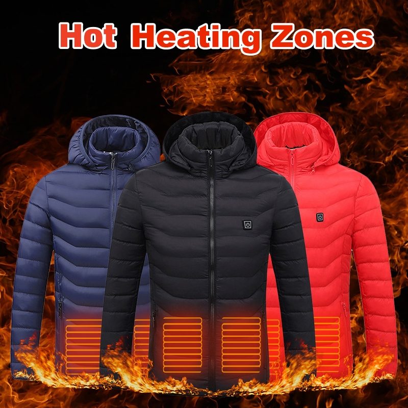 Men Heated Puffer Jacket Electric Heating Coat Insulated Hood Windbreaker 9Heat Zones – view 15