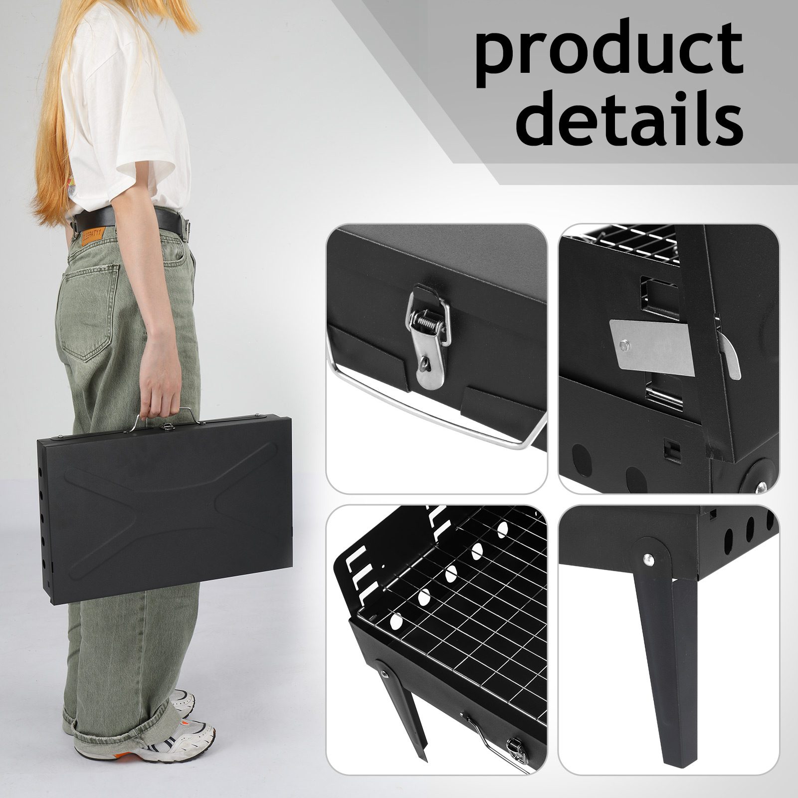 Black Portable Square Carbon Oven – view 3