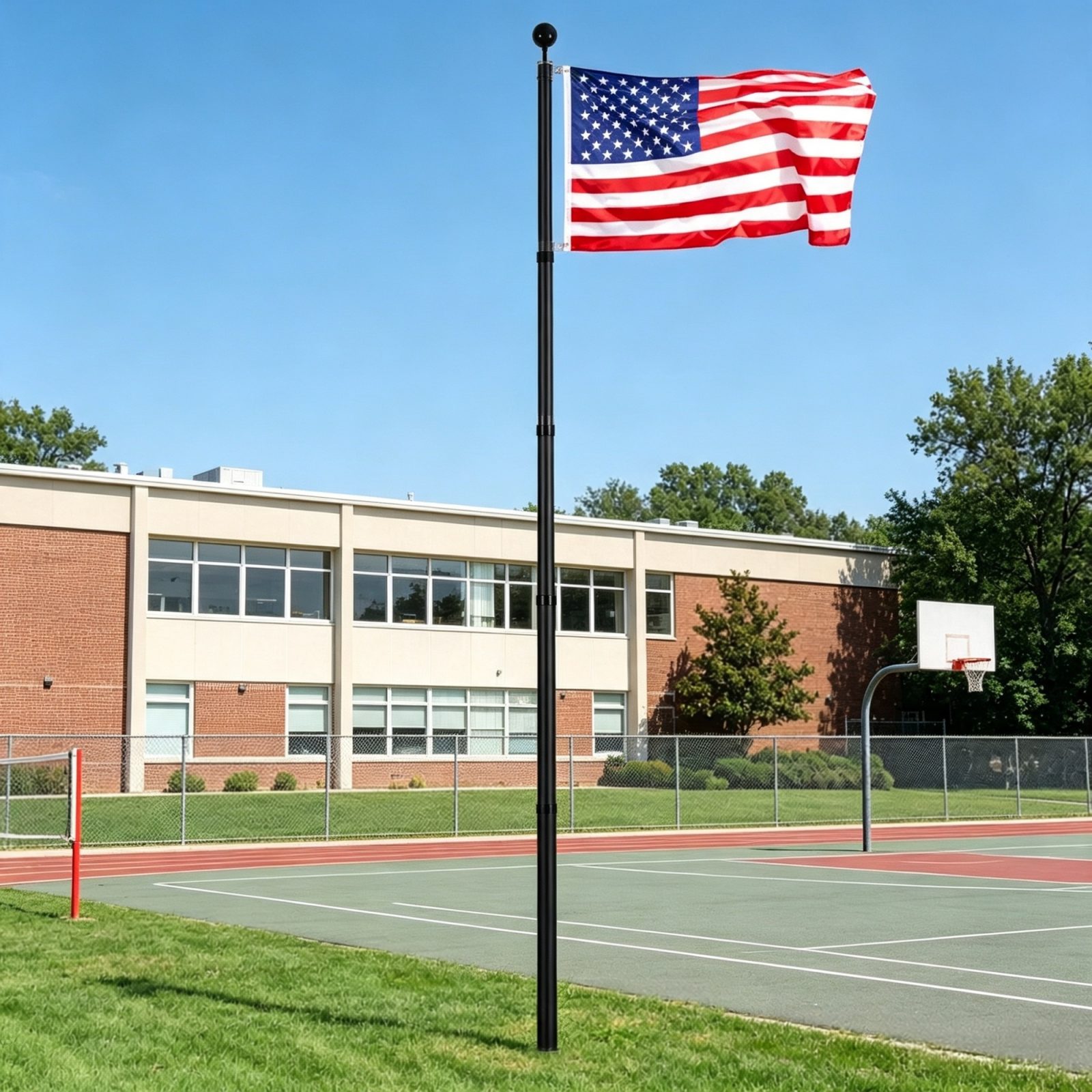 25FT Telescoping Flagpole Kit, 3 Display Modes with 3x5 American Flag & Professional Accessories, Black – view 4