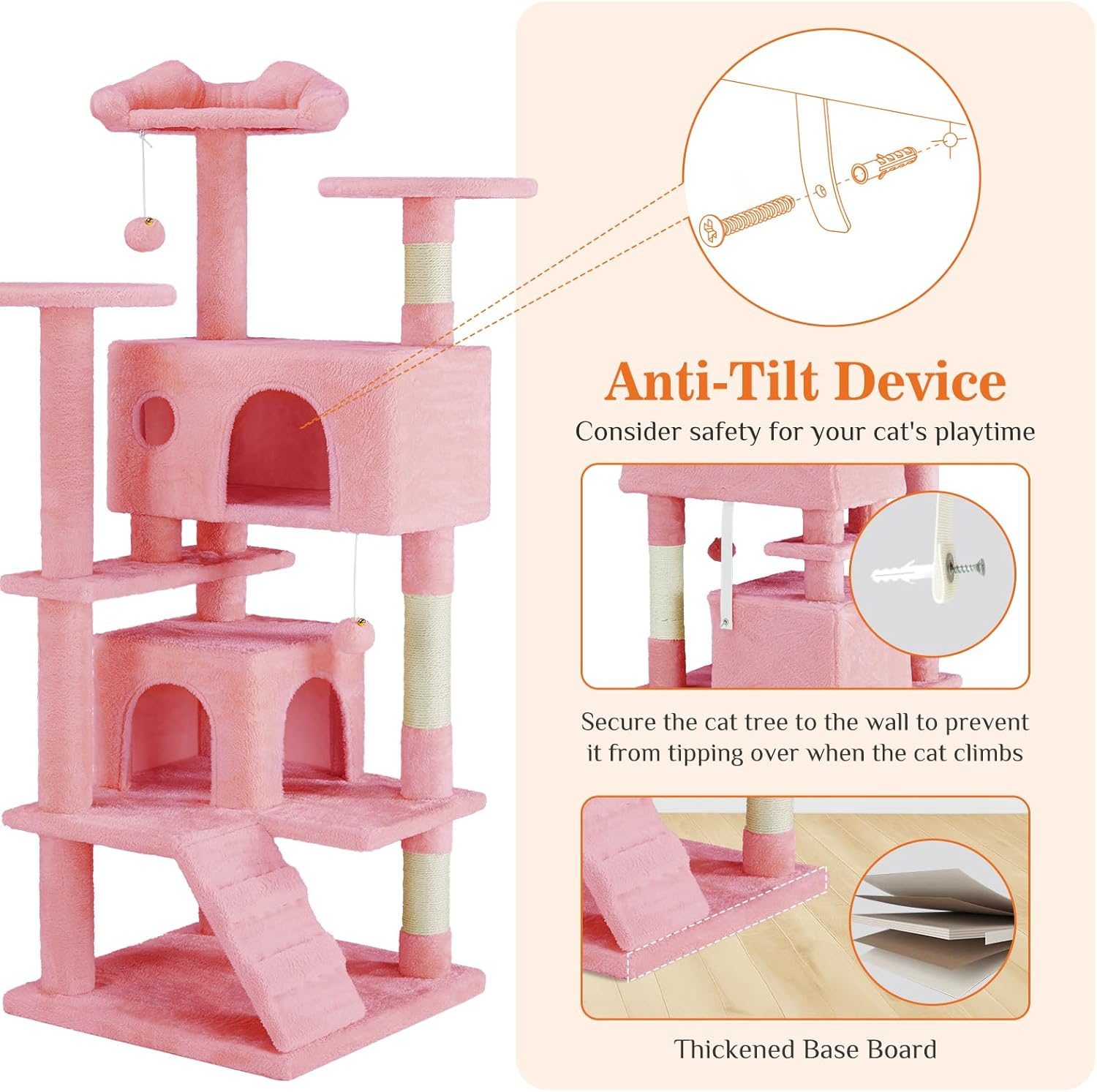 54 -Cat Tree Tower - Multi-level With Sisal Grab Post, Indoor Apartment With Ladder, Plush Toys, Rest And Play – view 6