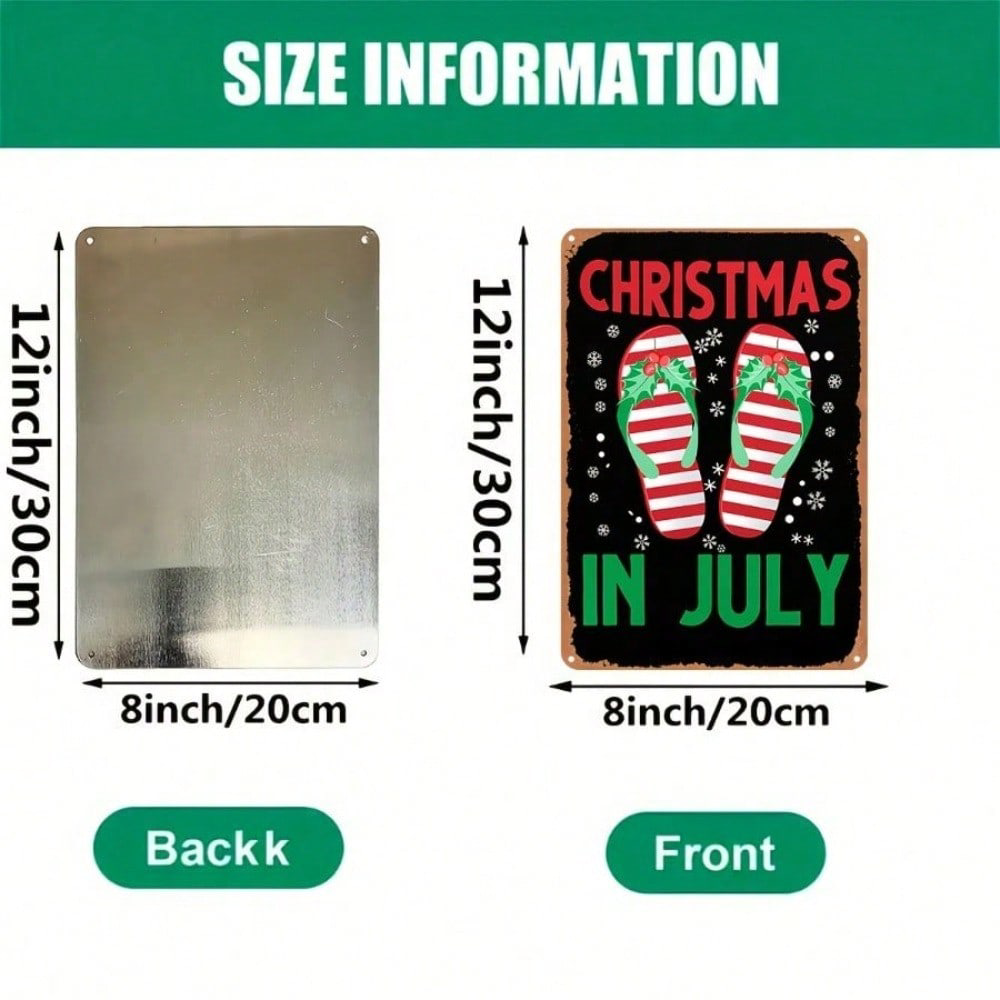 Vintage Aluminum Christmas In July Sign 8x12, Sign 8x12, Waterproof Metal Wall Decor – view 5