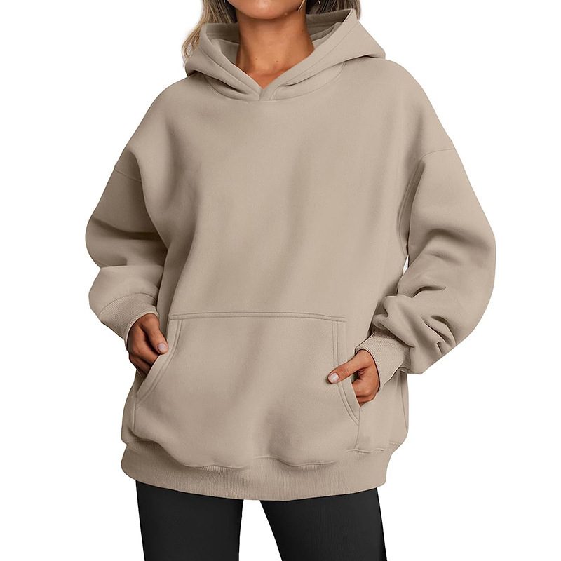 Women's Hoodies With Pockets Fashion Solid Sweatshirt Oversized Hooded Sweater Womens Clothing – Apricot