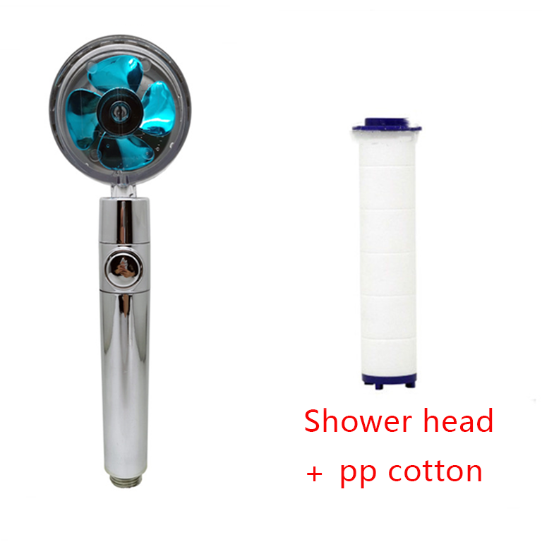 Shower Head Water Saving Flow 360 Degrees Rotating With Small Fan ABS Rain High Pressure Spray Nozzle Bathroom Accessories – Set4