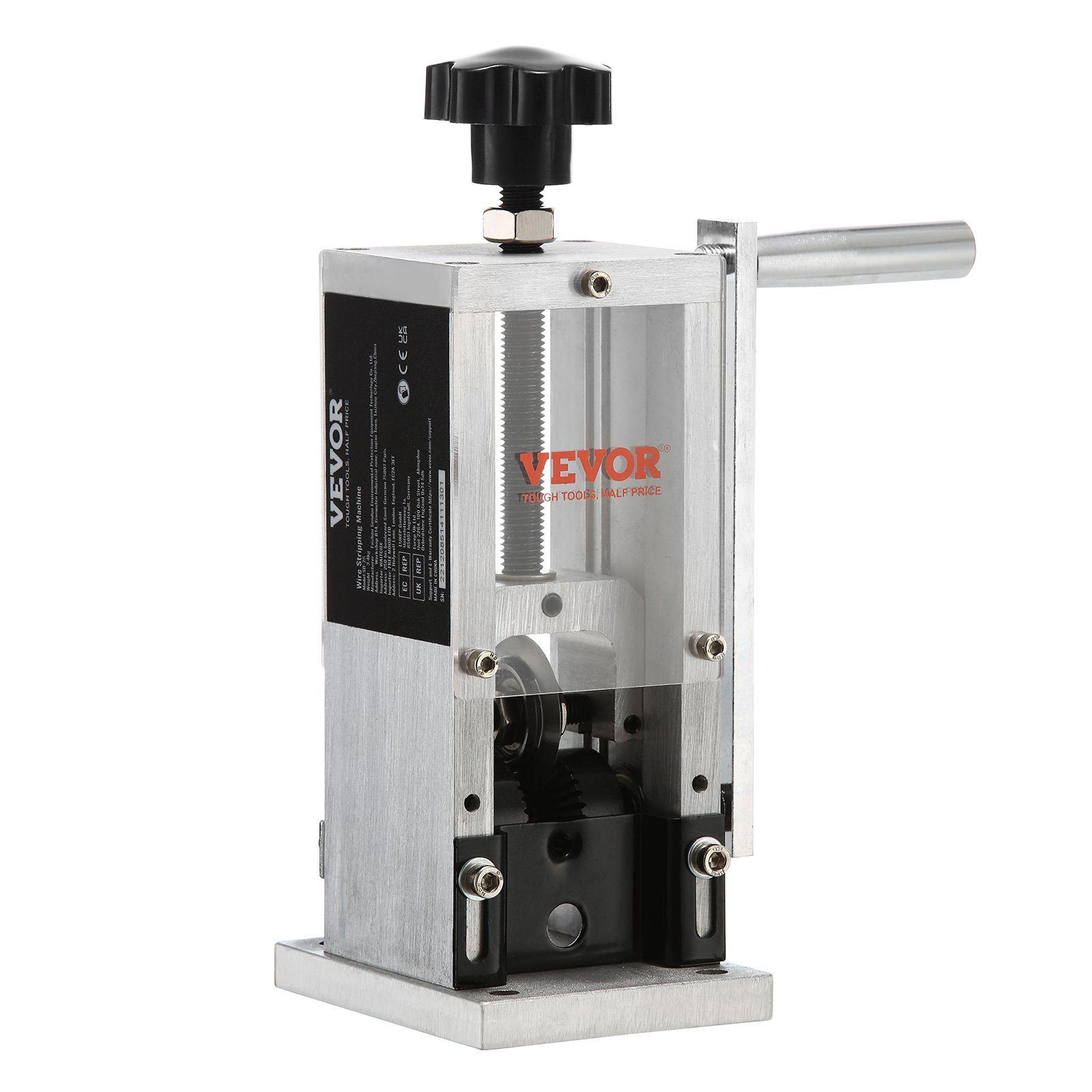 VEVOR Manual Wire Stripping Machine, Copper Stripper With Hand Crank Or Drill Powered, Visible Stripping Depth Reference, Portable Aluminum Frame Wire Peeler For Scrap Copper Recycling – 130x130x300 mm