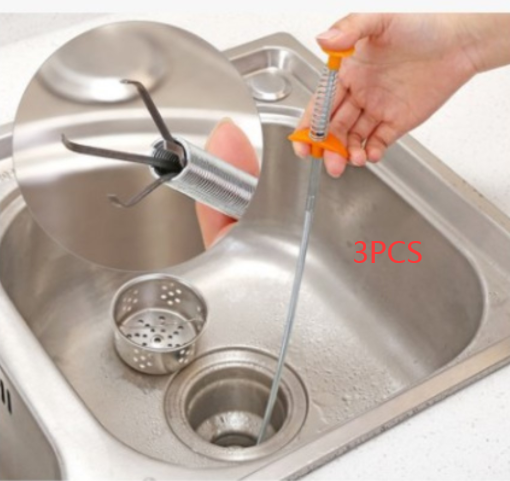 60CM Sewer Dredger Spring Pipe Dredging Tool Household Hair Cleaner Drain Clog Remover Cleaning Tools Household For Kitchen Sink Kitchen Gadgets – Yellow 60cm 3pcs