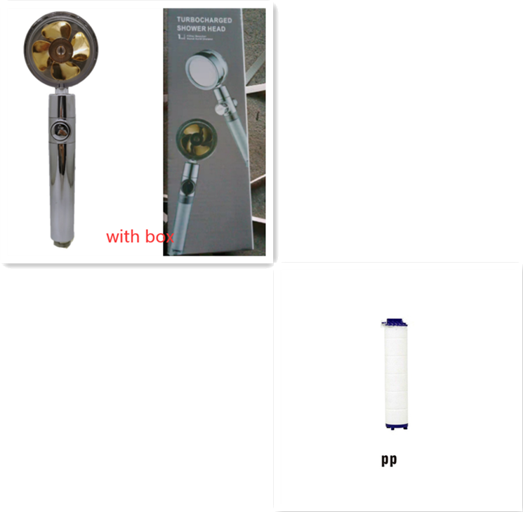 Shower Head Water Saving Flow 360 Degrees Rotating With Small Fan ABS Rain High Pressure Spray Nozzle Bathroom Accessories – Set44