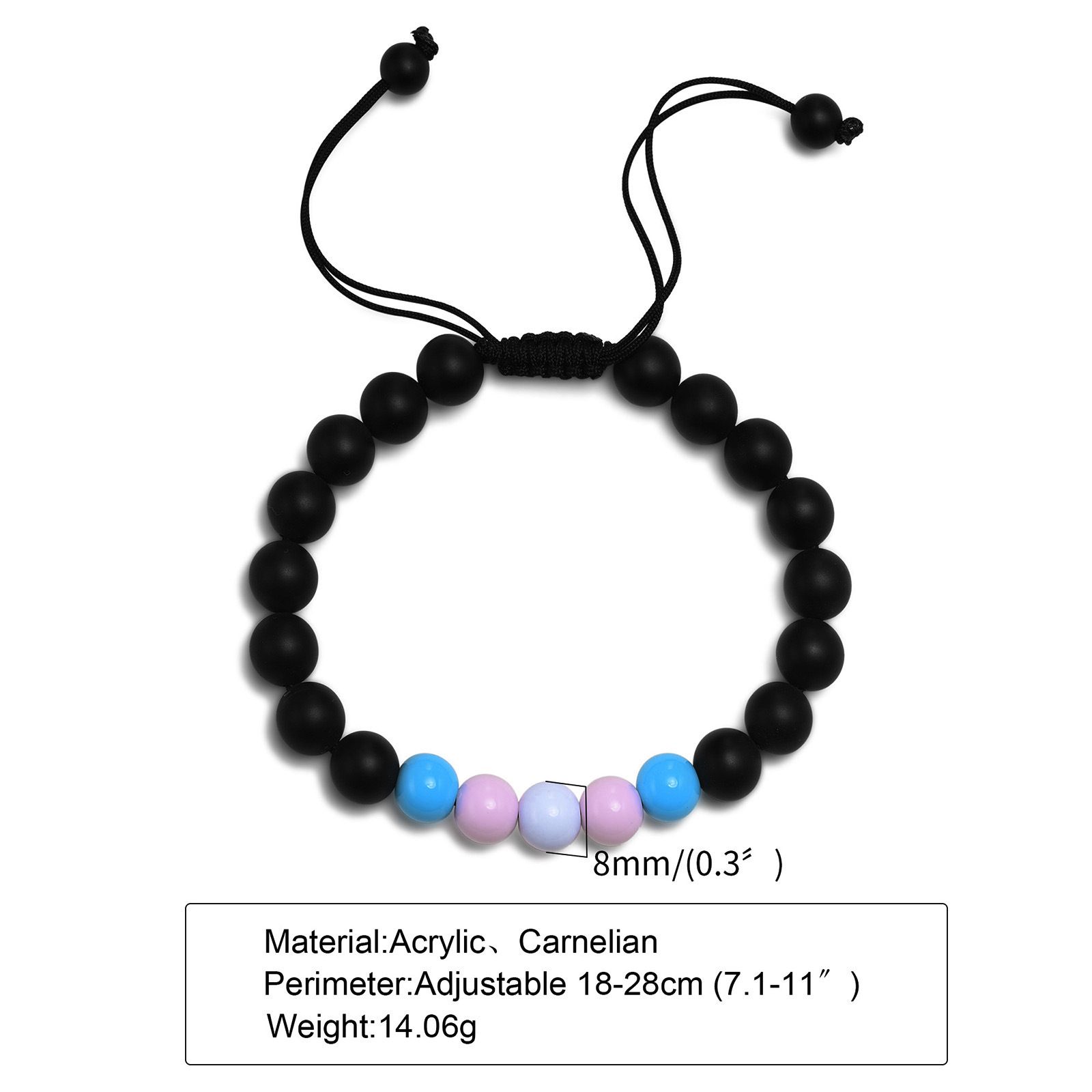 Bracelet Acrylic Black Agate Beaded Bracelet Friendship Men And Women – PB