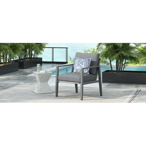 Gray Aluminum Lounge Chair With Sleek Rope Accents And Comfortable Cushions, Perfect For Modern Outdoor And Indoor Spaces – view 7