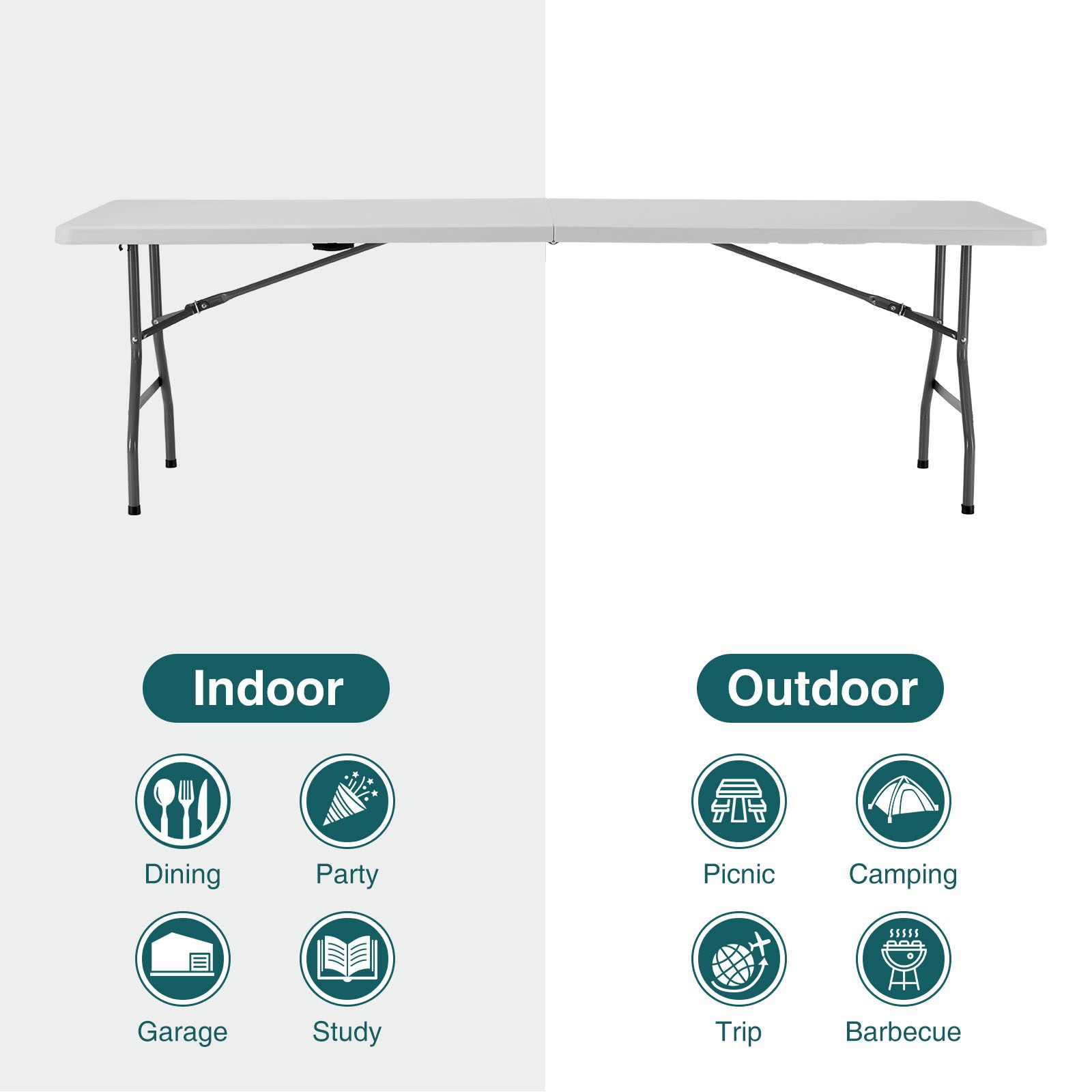 Folding Table Outdoor Indoor Heavy Duty Portable Table With Carrying Handle For Camping Picnic Party – view 7