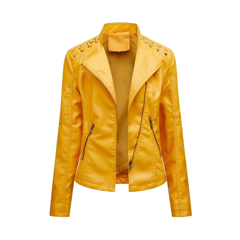 Women's Leather Jackets Women's Short Jackets Slim Thin Leather Jackets Ladies Motorcycle Suits – Lemonyellow