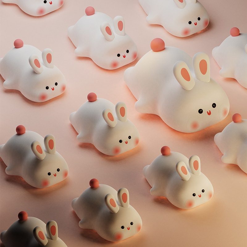 Cute LED Night Light Touch Sensor Cartoon Kid's Nightlights Big Face Rabbit Silicone Night Light Christmas Gift Bedside Lamp Home Decor – view 10