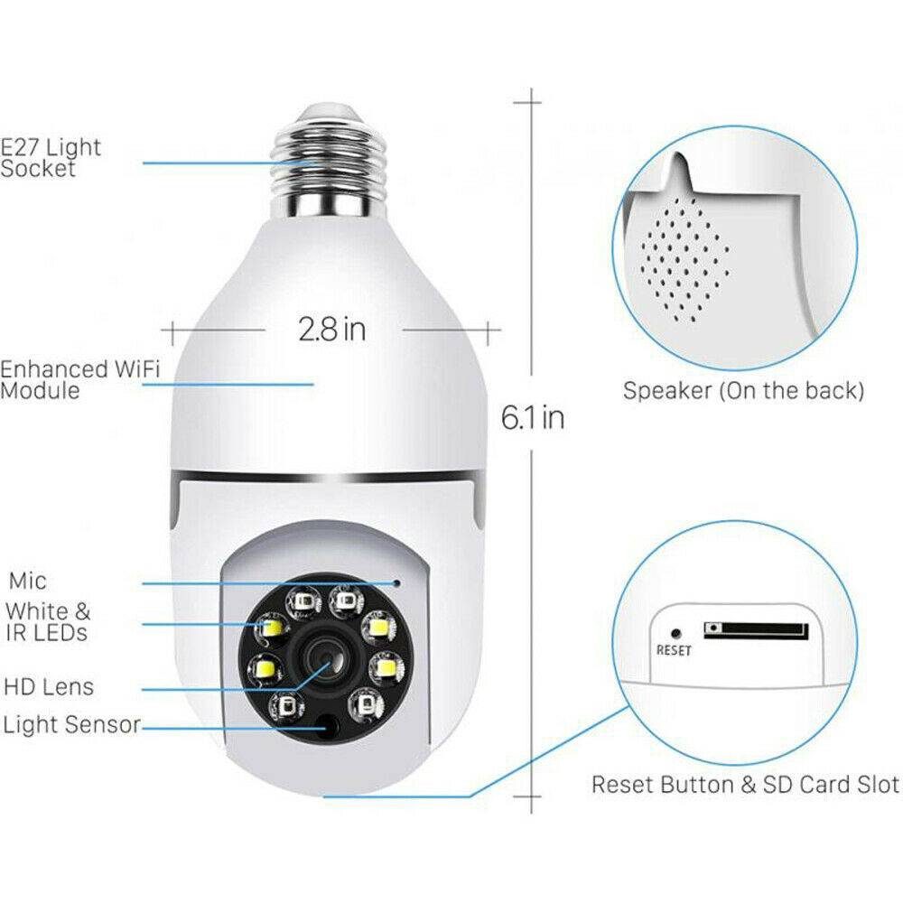 IR E27 Light Bulb Camera 1080P HD Wireless Wifi Smart Home Security Camera – view 3