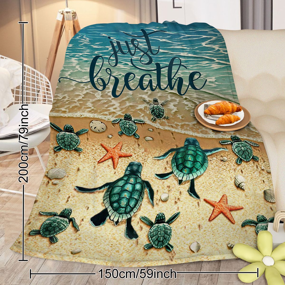 Tropical Baby Sea Turtle Flannel Fleece Blanket 3D Ocean Waves Flannel Soft Plush Throw Blanket Cozy Blankets For Bed Chair Car Sofa Couch Bedroom 75x100cm Temu Can Only Be Self-picked Up – view 11