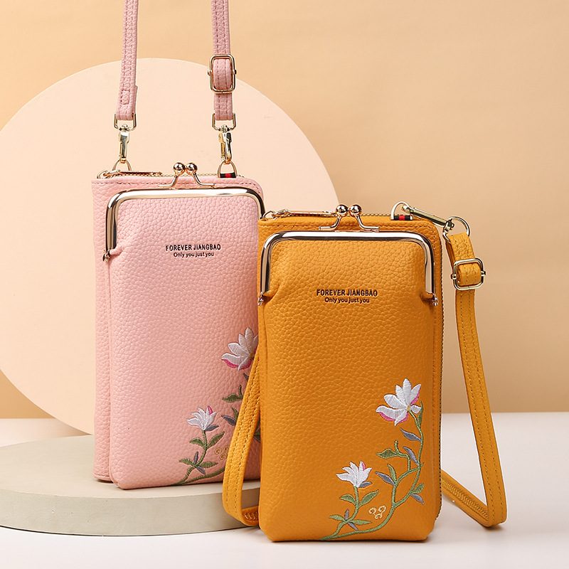 Flower Embroidery Phone Bag With Lock Buckle Outdoor Long Wallet Fashion Shoulder And Crossbody Bags – view 8