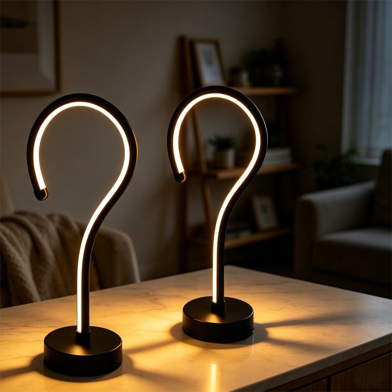 2PC Creative Question Mark Shape Table Lamp, USB Three-color Dimming Desktop Decoration Table Lamp – view 5
