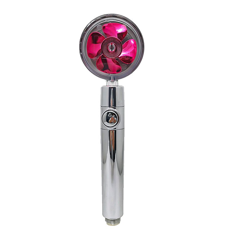 Shower Head Water Saving Flow 360 Degrees Rotating With Small Fan ABS Rain High Pressure Spray Nozzle Bathroom Accessories – Red