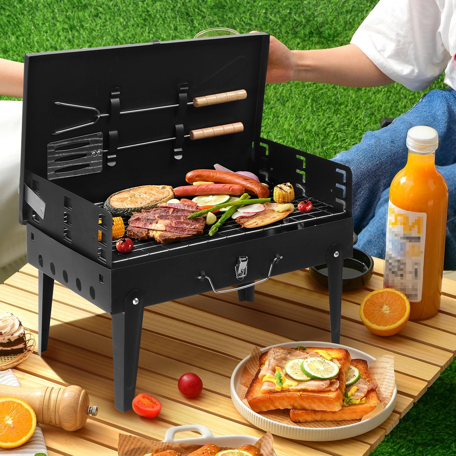 Black Portable Square Carbon Oven – Black