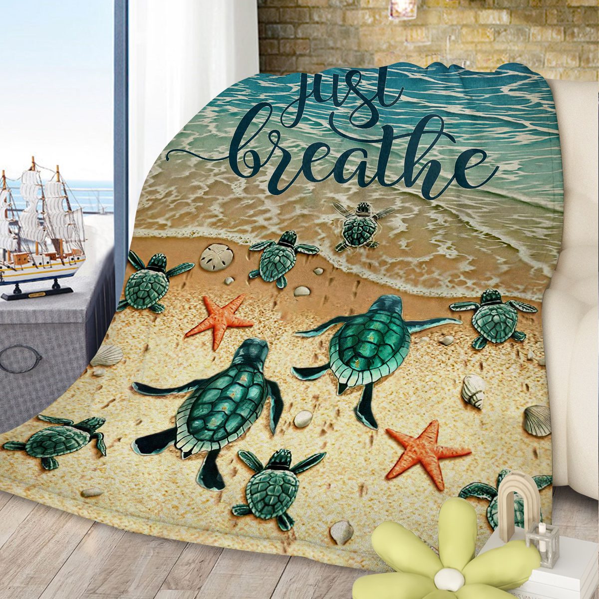 Tropical Baby Sea Turtle Flannel Fleece Blanket 3D Ocean Waves Flannel Soft Plush Throw Blanket Cozy Blankets For Bed Chair Car Sofa Couch Bedroom 75x100cm Temu Can Only Be Self-picked Up – view 4