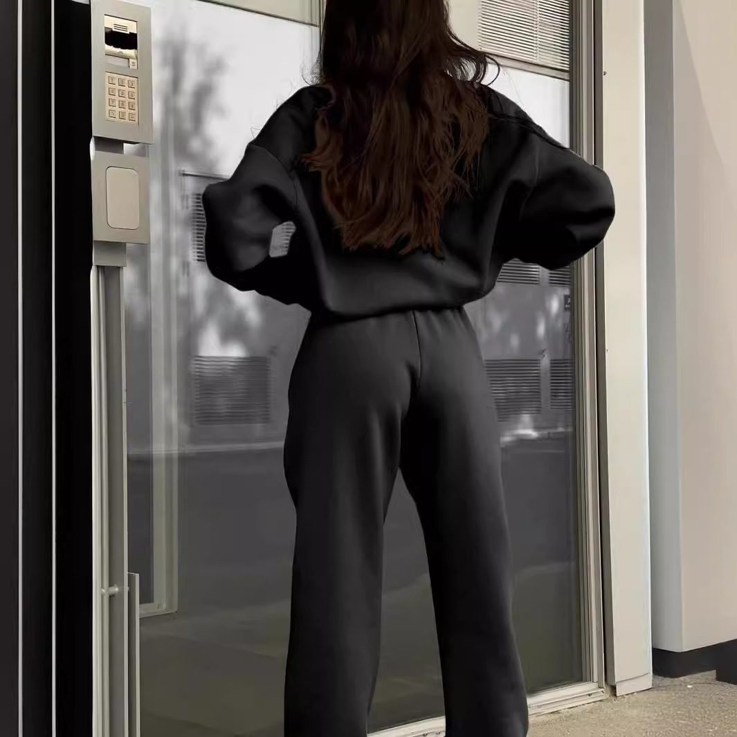 Long-sleeved Sports Sweatshirt Suit Fashion Stand-up Collar Zip-up Top And Elastic Band Trousers With Pocket Srping Fall Clothing For Women – view 8