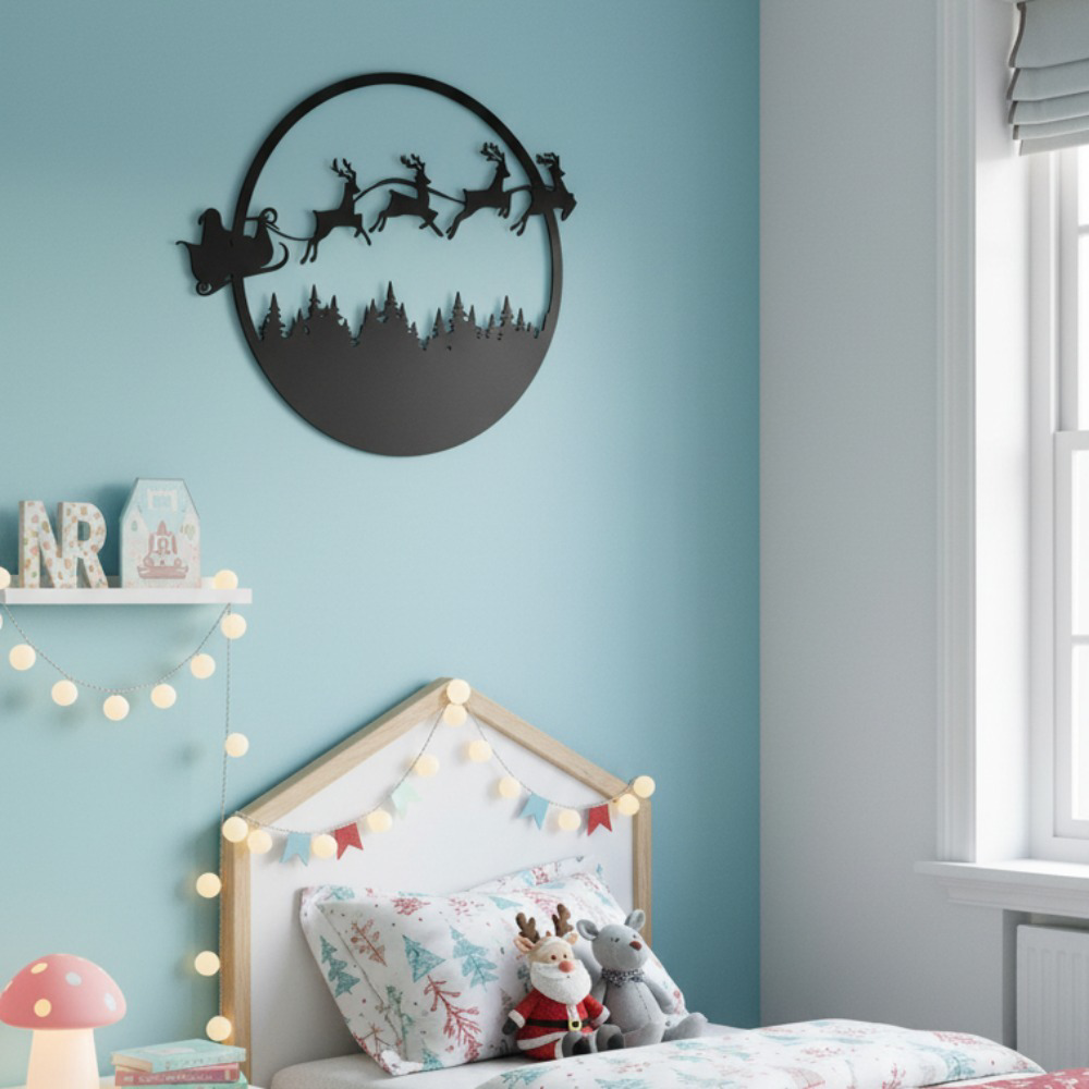 24 Inch Round Metal Wall Sign Double, Double Sided Spooky Halloween Merry Christmas Porch, Porch Yard Fireplace Decor, Rustproof Holiday Gift – view 4