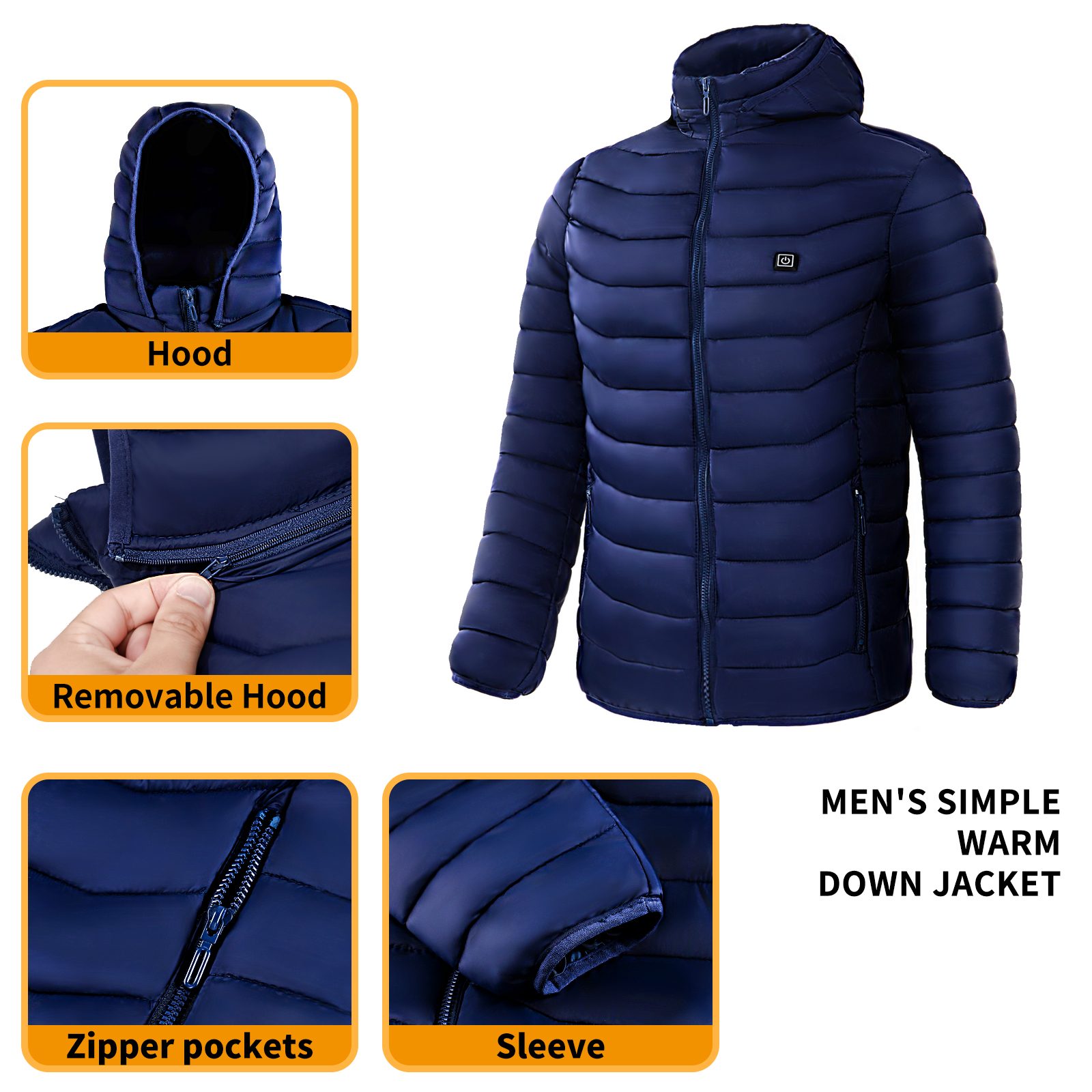 Men Heated Puffer Jacket Electric Heating Coat Insulated Hood Windbreaker 9Heat Zones – view 10