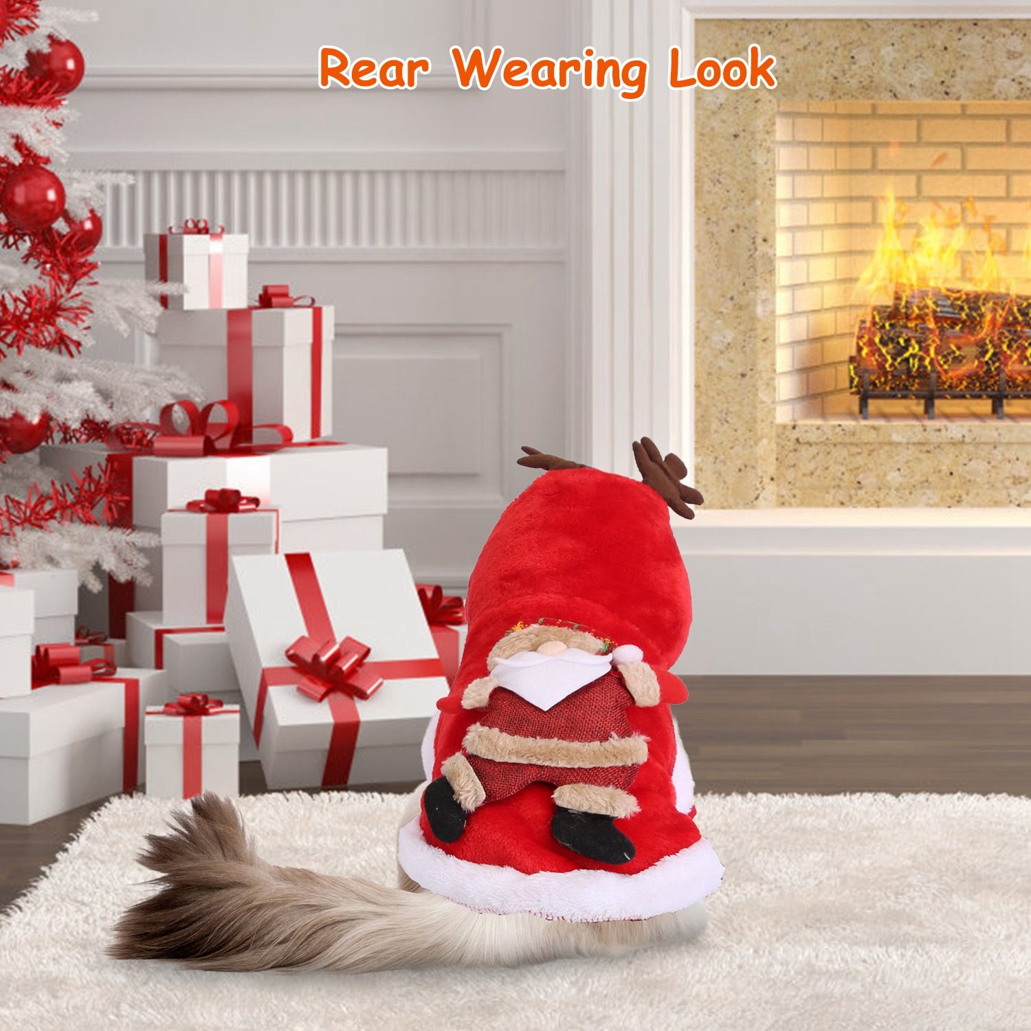 1Pc Pet Christmas Clothes Santa Claus Reindeer Antlers Costume Winter Outfit New Year Coat For Small Medium Dogs Cats – view 3