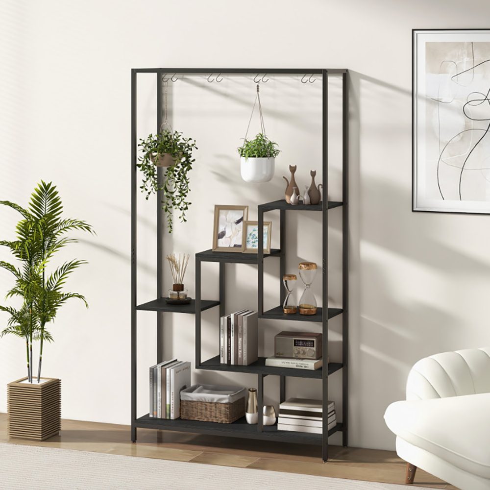 6-Tier Tall Plant Stand 71 Inch Metal Indoor Plant Shelf With 10 Hanging Hooks – view 4