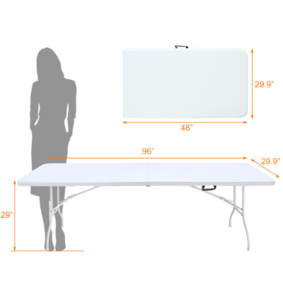 Portable Folding Table Indoor&Outdoor Maximum Weight 135KG Foldable Table For Camping – White