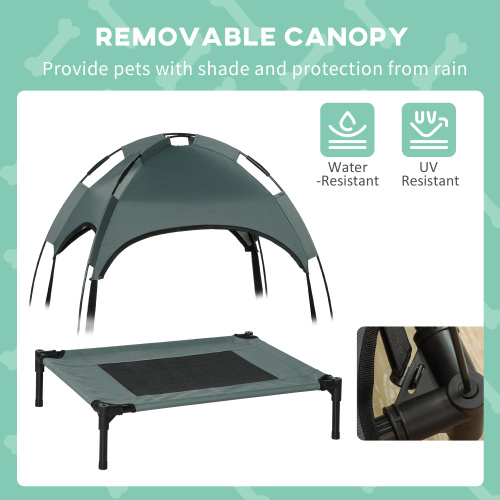PawHut Elevated Portable Dog Cot Pet Bed With UV Protection Canopy Shade, 24 Inch, Gray – view 5
