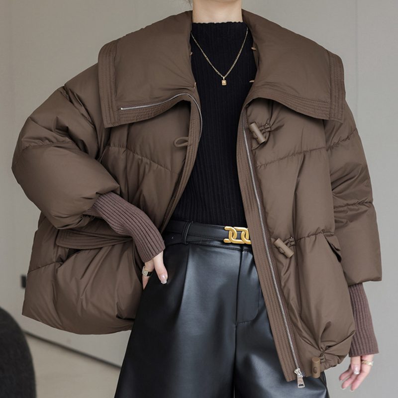 Down Cotton-padded Jacket Women's Short Fur Collar Thickened Coat Winter Clothing – view 8