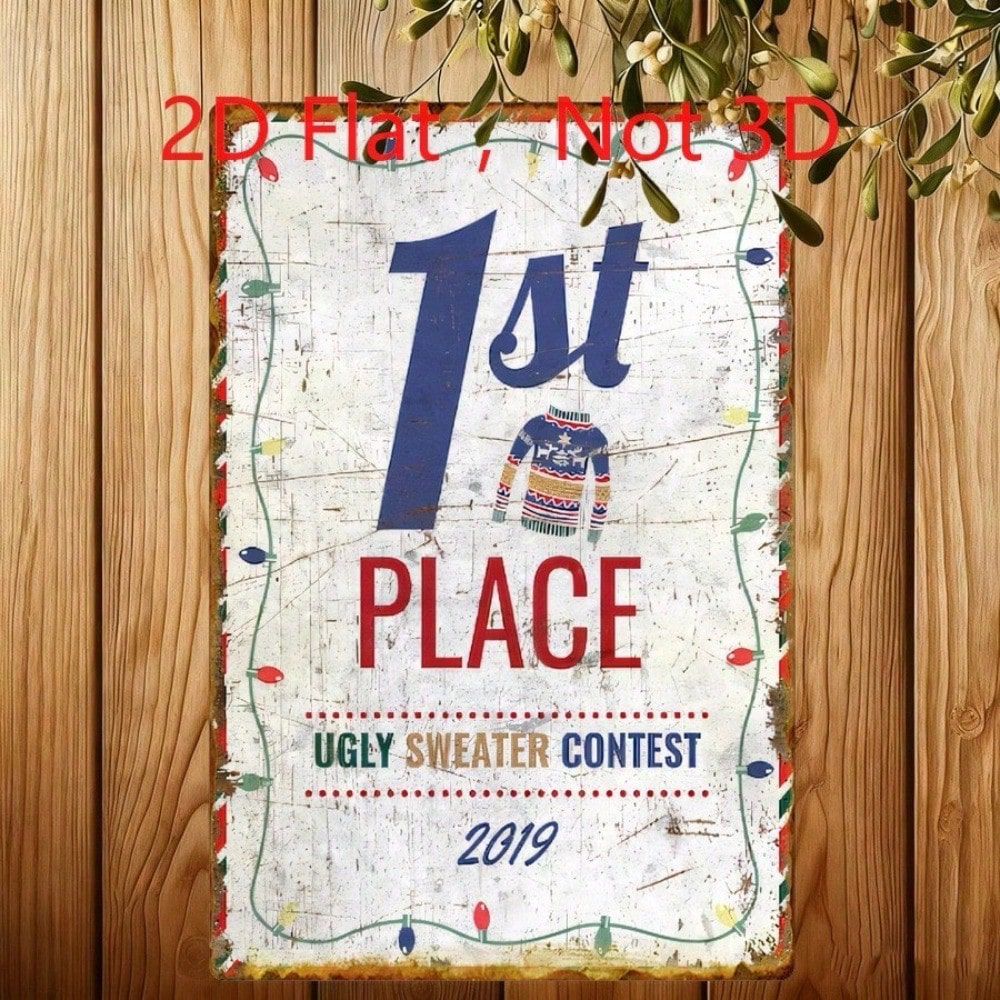1st Place 2019 Ugly Christmas Sweater Contest Vintage Tin Sign 20x30, Contest Vintage Tin Sign 20x30cm Decor – view 7