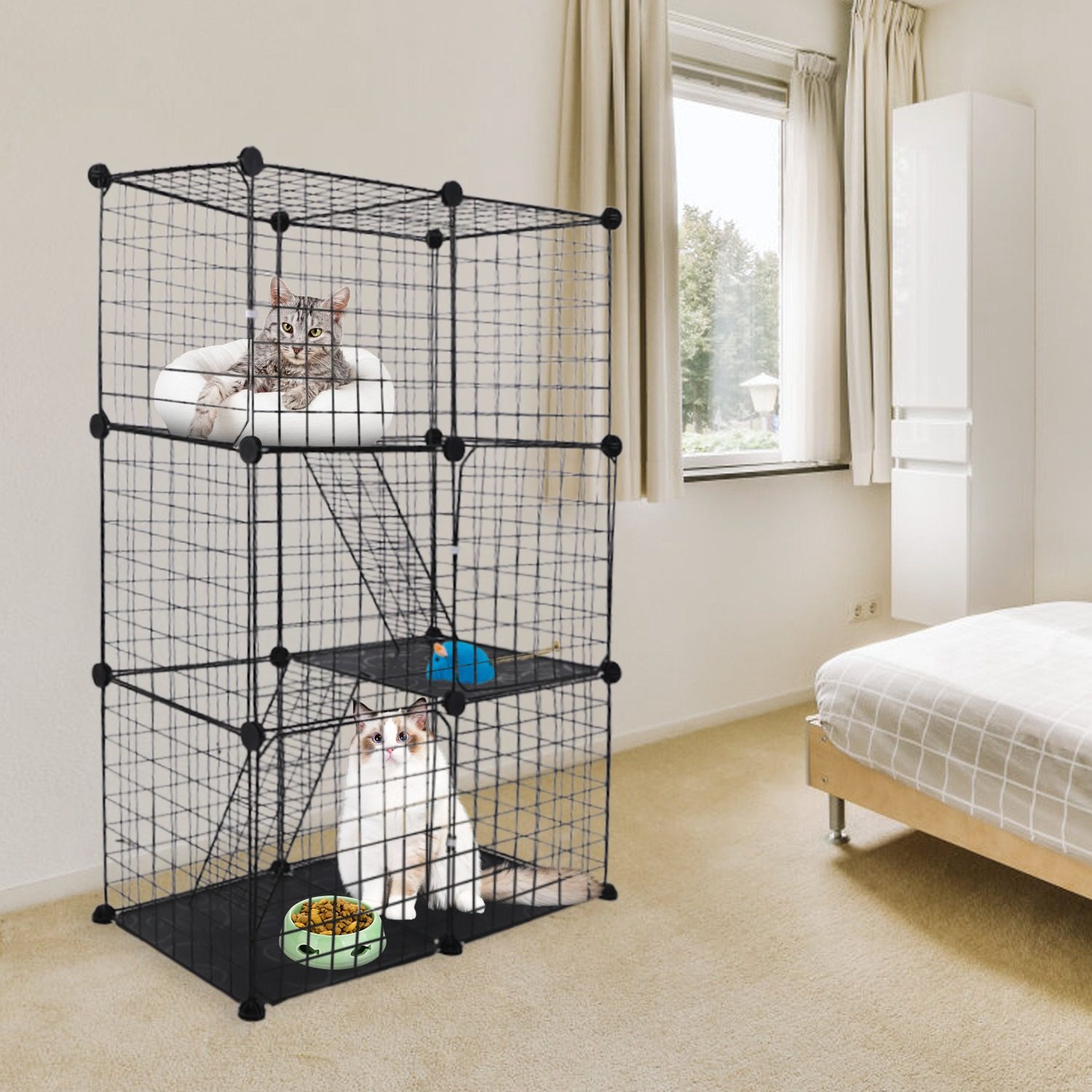 Cat Cage DIY Indoor Pet House, Small Animal House. Detachable Playpen With 3 Doors And 3 Layers, Suitable For Kittens, Puppies, Rabbits – view 3