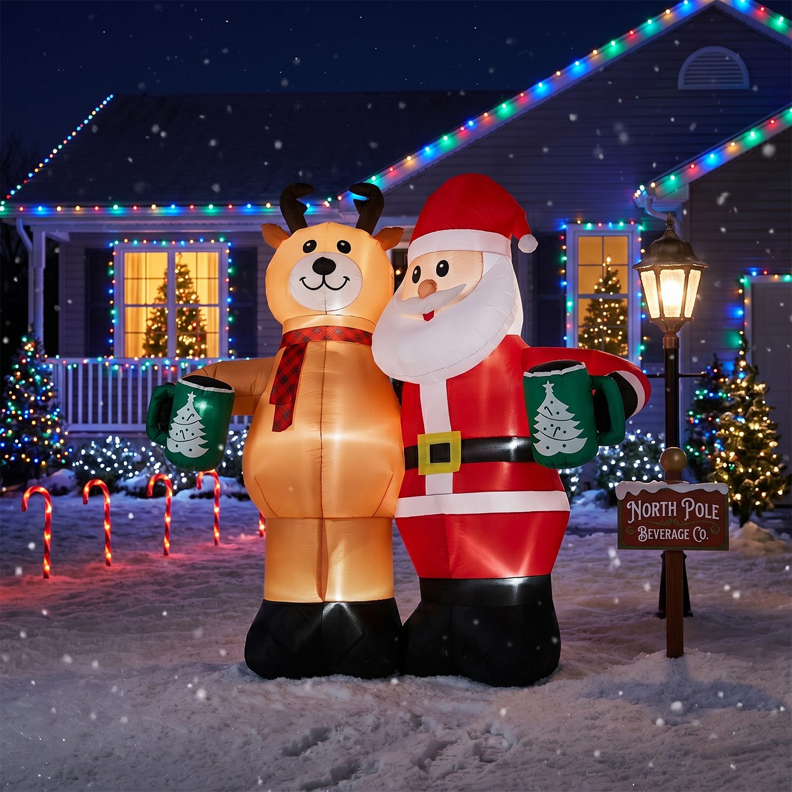 Santa Claus Hugging Reindeer Inflatable, 6.8 Ft, 190D Polyester Christmas Yard Decor With 6 LED Lights, US Plug 12V 18W – view 6