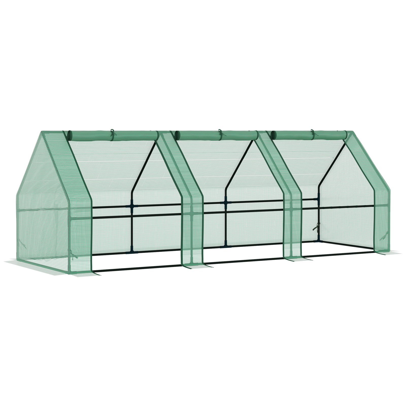 Portable Greenhouse 9'L X 3'W X 3'H Large Zipper Doors UV Resistant PE Cover Green Mini Outdoor Plant House – Green