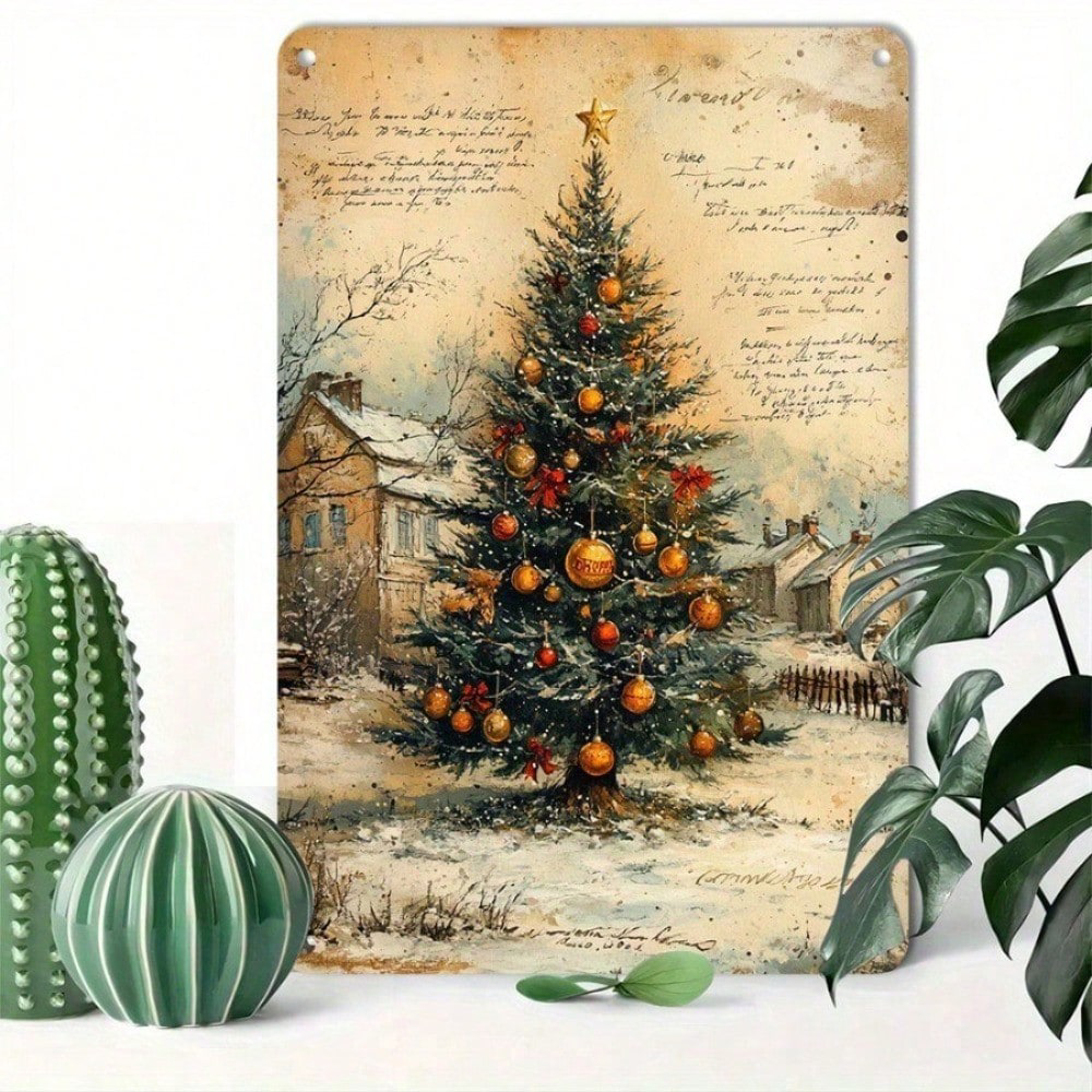 1pc Retro Tin Sign Christmas Tree 8x12, 8x12, Aluminum Metal Plaque Holiday Gift – view 5