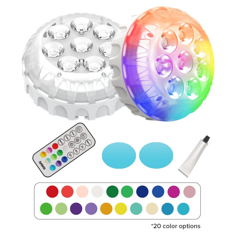 SANSI IP68 Waterproof RGB Pool Light, Summer Rechargeable 20Hrs Outdoor LED Lamp For Swimming Pool,Pond,Shower,Bath – 2pack