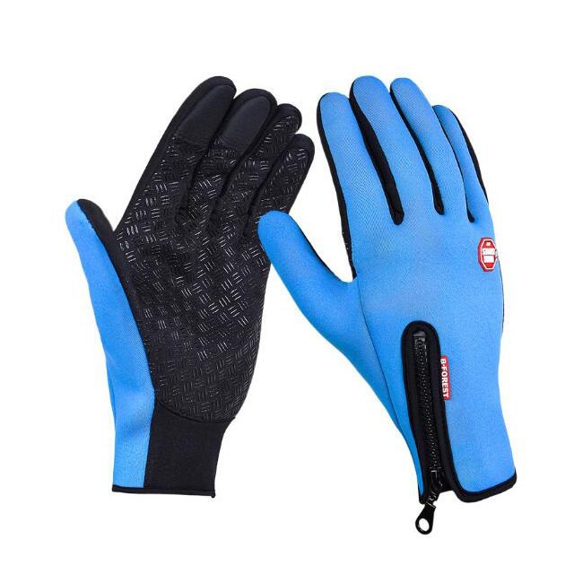 Winter Gloves Touch Screen Riding Motorcycle Sliding Waterproof Sports Gloves With Fleece – Sky blue