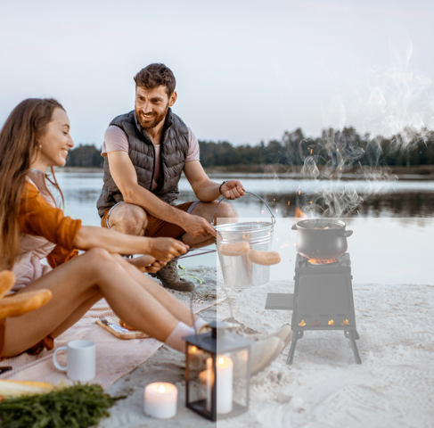 Wrought Iron Panel 27x27x34cm Black Detachable Piece Portable Camping Stove – view 5