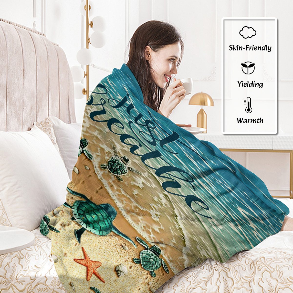 Tropical Baby Sea Turtle Flannel Fleece Blanket 3D Ocean Waves Flannel Soft Plush Throw Blanket Cozy Blankets For Bed Chair Car Sofa Couch Bedroom 75x100cm Temu Can Only Be Self-picked Up – view 7