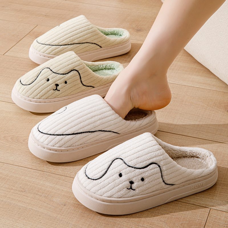 Striped Cat Slippers Indoor Couple Non-slip Floor Bedroom Slipper Winter Warm Plush House Shoes Women Men – view 9