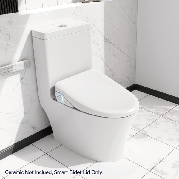 Smart Toilet With Side Knob Adjustable Heated Seat, Water Temperature And Pressure Adjustment Function, Portable Toilet With Automatic Nozzle Cleaning Function, Cannot Be Shipped On Weekends – White