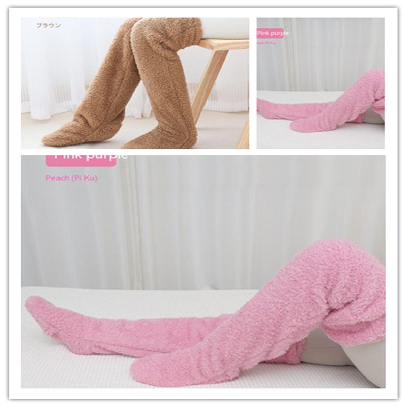 Over Knee High Fuzzy Long Socks Winter Warm Cold Leg Knee Joint Cold-proof Stockings Home Floor Sleeping Socks – Set10