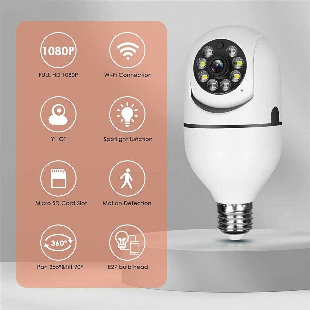 IR E27 Light Bulb Camera 1080P HD Wireless Wifi Smart Home Security Camera – view 2