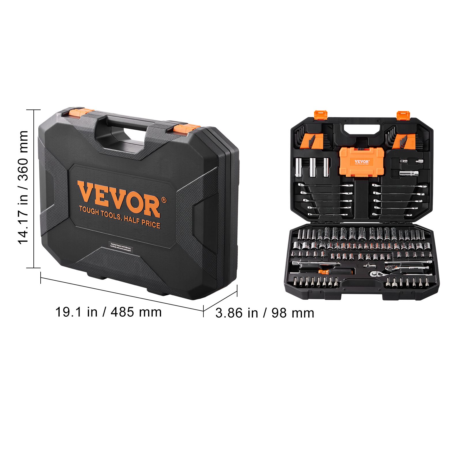 VEVOR Mechanics Tool Set And Socket Set, Drive Deep And Standard Sockets, 145 Pcs SAE And Metric Mechanic Tool Kit With Bits, Combination Wrench, Hex Wrenches, Accessories, Storage Case – view 2