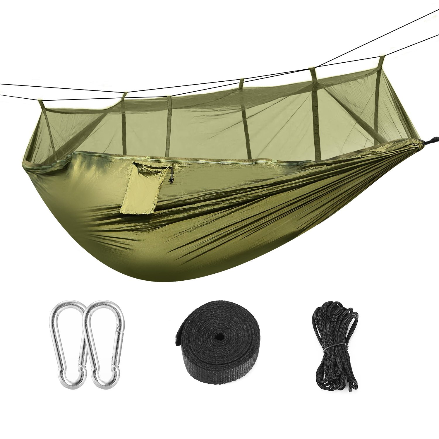 Camping Hammock, Portable Double Hammock With Net – Green