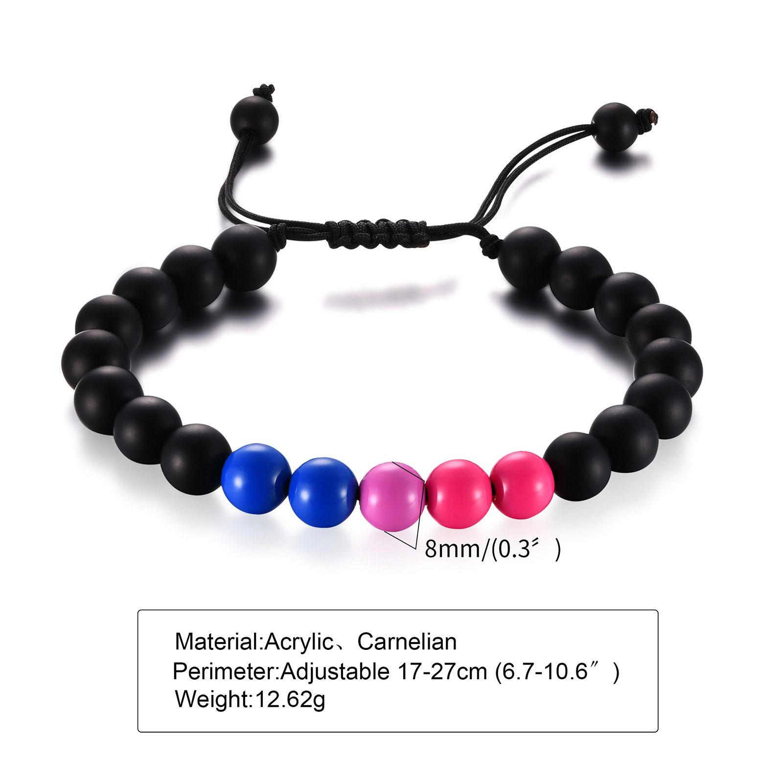 Bracelet Acrylic Black Agate Beaded Bracelet Friendship Men And Women – Style 1