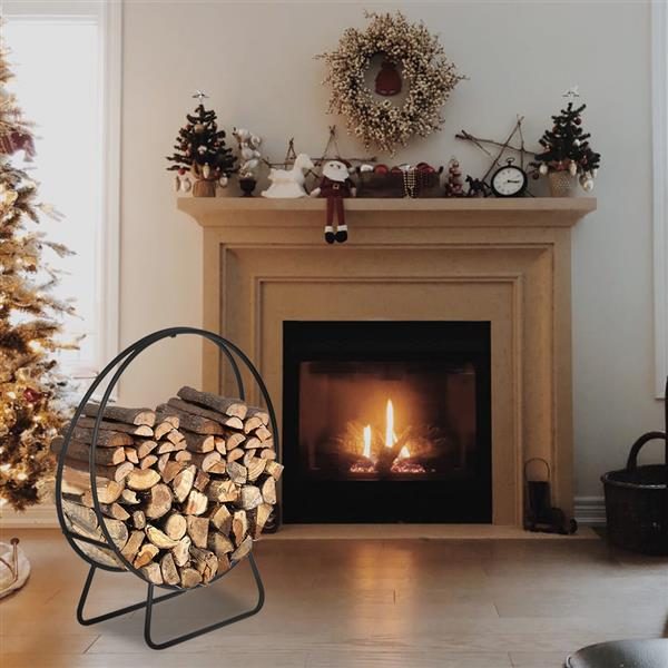 24 Inch Round Indoor Outdoor Wrought Iron Fireplace Wood Stand – view 6