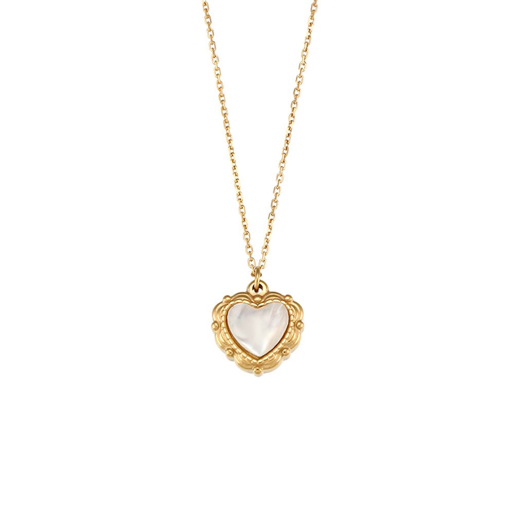 High-grade Love Light Luxury Pendant Jewelry Stainless Steel 18k Gold Plating Vintage Shell Love Necklace – Gold